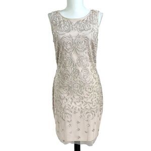 Aidan Mattox Embroidered Beaded Cocktail Dress Size 8